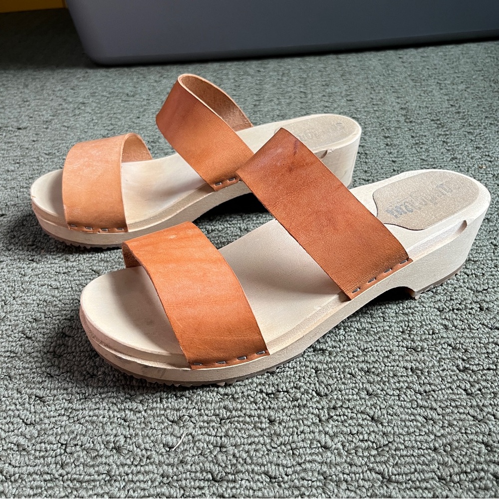 Sandgrens | Stockholm Low Clogs: Two-Strap Wooden Slides | Ecru | EU 41 =10.5 US - Picture 11 of 12